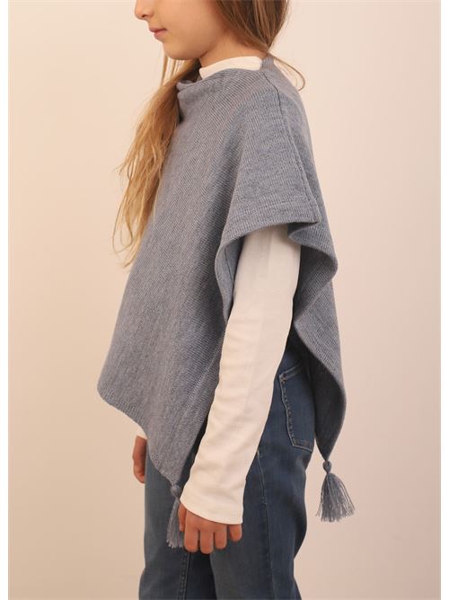 mantella da bambina in lana Art Tricot | PONCHOBAMBINALANAMERINODENIM